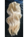 60 lysest blond, clip in hår, 39-45 cm længder - 5 baner med clips 73 gram