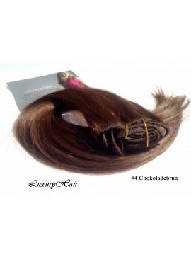4 chokoladebrun ,Luksus clip in hår extension, 50 cm langt, 100 gram med clips
