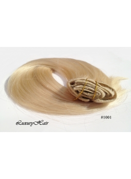 1001 Platin Blond, Luksus Clip in Remy hår, 100 gram af 8 baner plus clips